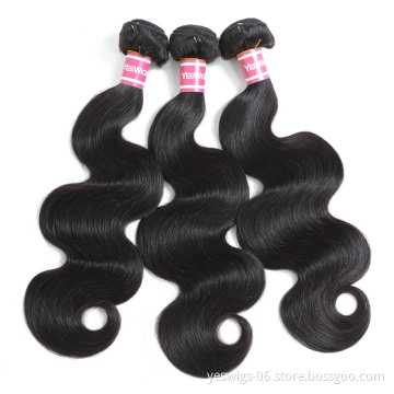 Yeswigs Body Wave Human Hair Weave Cuticle Aligned Virgin Peruvian 1 Bundle Wholesale Price Body Wave Natural Hair Extensions